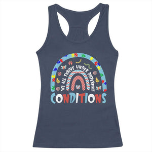 Autism Awareness Racerback Tank Top Sped Education Teacher Rainbow Reading TS10 Navy Print Your Wear
