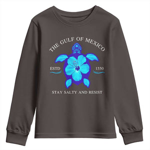 Gulf of Mexico Youth Sweatshirt Texas Alabama Florida Beach Turtle Hibiscus TS10 Dark Chocolate Print Your Wear