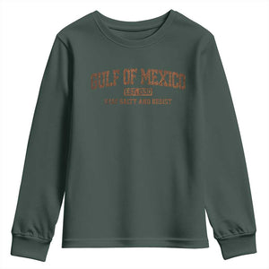 Gulf of Mexico Youth Sweatshirt Est 1550 and Forever Retro Mexican Beach TS10 Dark Forest Green Print Your Wear