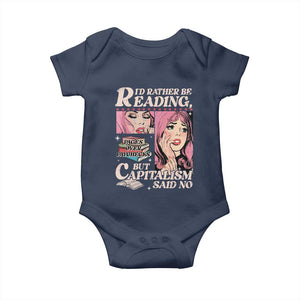 Funny Reading Baby Onesie Hilarious Bookworm Book Lover Reader Gift TS10 Navy Print Your Wear
