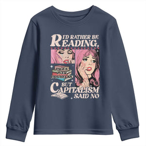 Funny Reading Youth Sweatshirt Hilarious Bookworm Book Lover Reader Gift TS10 Navy Print Your Wear