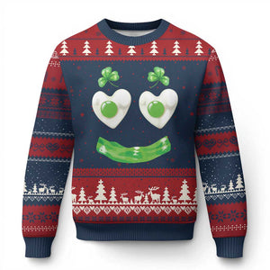 Funny Irish St Patricks Day Shamrock Ugly Christmas Sweater Green Eggs Smile Brunch Breakfast TS10 Navy Red Print Your Wear