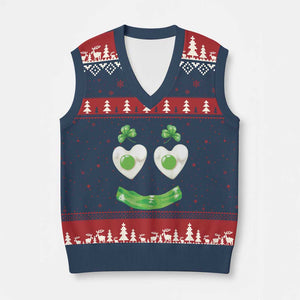 Funny Irish St Patricks Day Shamrock V-Neck Knit Sweater Vest Green Eggs Smile Brunch Breakfast TS10 Navy Red Print Your Wear