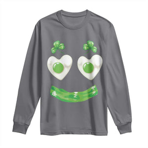 Funny Irish St Patricks Day Shamrock Long Sleeve Shirt Green Eggs Smile Brunch Breakfast TS10 Charcoal Print Your Wear