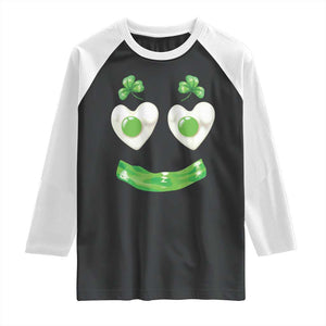 Funny Irish St Patricks Day Shamrock Raglan Shirt Green Eggs Smile Brunch Breakfast TS10 Black White Print Your Wear