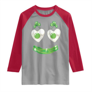 Funny Irish St Patricks Day Shamrock Raglan Shirt Green Eggs Smile Brunch Breakfast TS10 Sport Gray Red Print Your Wear