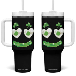 Funny Irish St Patricks Day Shamrock Tumbler With Handle Green Eggs Smile Brunch Breakfast TS10 One Size: 40 oz Black Print Your Wear