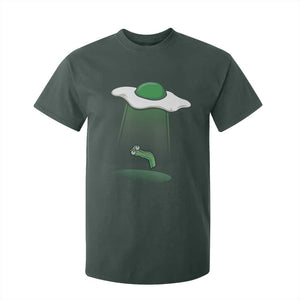 Funny Irish St Patricks Day T Shirt For Kid UFO Egg Bacon Abduction Funny TS10 Dark Forest Green Print Your Wear