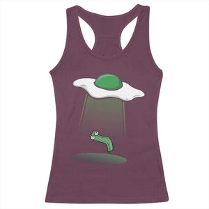 Funny Irish St Patricks Day Racerback Tank Top UFO Egg Bacon Abduction Funny TS10 Maroon Print Your Wear