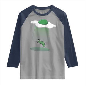 Funny Irish St Patricks Day Raglan Shirt UFO Egg Bacon Abduction Funny TS10 Sport Gray Navy Print Your Wear