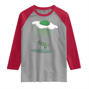 Funny Irish St Patricks Day Raglan Shirt UFO Egg Bacon Abduction Funny TS10 Sport Gray Red Print Your Wear