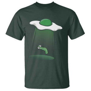 Funny Irish St Patricks Day T Shirt UFO Egg Bacon Abduction Funny TS10 Dark Forest Green Print Your Wear