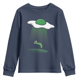 Funny Irish St Patricks Day Youth Sweatshirt UFO Egg Bacon Abduction Funny TS10 Navy Print Your Wear
