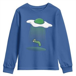Funny Irish St Patricks Day Youth Sweatshirt UFO Egg Bacon Abduction Funny TS10 Royal Blue Print Your Wear