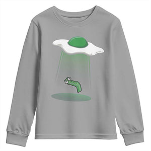 Funny Irish St Patricks Day Youth Sweatshirt UFO Egg Bacon Abduction Funny TS10 Sport Gray Print Your Wear
