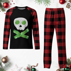 Funny St Patricks Day Plaid Pajama Set Bacon & Eggs Skull & Crossbones TS10 Buffalo Plaid Print Your Wear