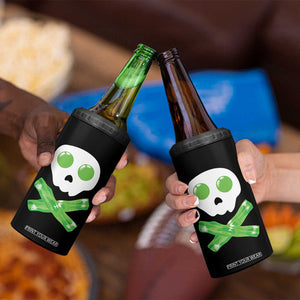 Funny St Patricks Day 4 in 1 Can Cooler Tumbler Bacon & Eggs Skull & Crossbones TS10 Print Your Wear
