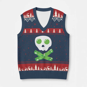 Funny St Patricks Day V-Neck Knit Sweater Vest Bacon & Eggs Skull & Crossbones TS10 Navy Red Print Your Wear