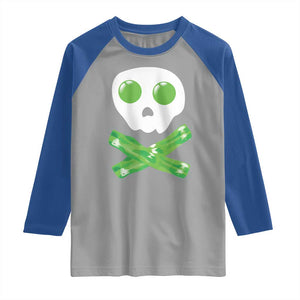 Funny St Patricks Day Raglan Shirt Bacon & Eggs Skull & Crossbones TS10 Sport Gray Royal Print Your Wear