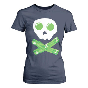 Funny St Patricks Day T Shirt For Women Bacon & Eggs Skull & Crossbones TS10 Navy Print Your Wear