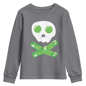 Funny St Patricks Day Youth Sweatshirt Bacon & Eggs Skull & Crossbones TS10 Charcoal Print Your Wear