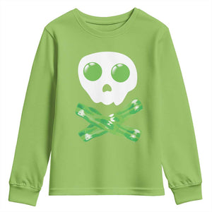 Funny St Patricks Day Youth Sweatshirt Bacon & Eggs Skull & Crossbones TS10 Lime Print Your Wear