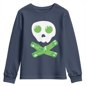 Funny St Patricks Day Youth Sweatshirt Bacon & Eggs Skull & Crossbones TS10 Navy Print Your Wear