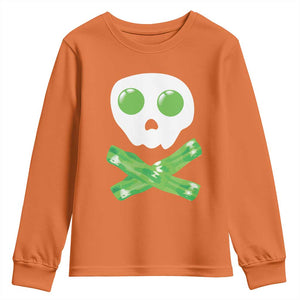 Funny St Patricks Day Youth Sweatshirt Bacon & Eggs Skull & Crossbones TS10 Orange Print Your Wear