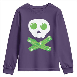Funny St Patricks Day Youth Sweatshirt Bacon & Eggs Skull & Crossbones TS10 Purple Print Your Wear