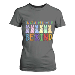 Teacher Easter T Shirt For Women Treat All Peeps With Kindness Funny Bunny TS10 Dark Heather Print Your Wear