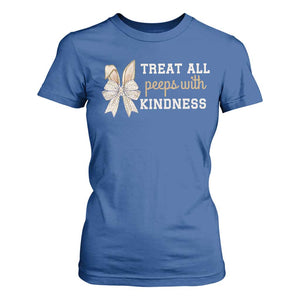 Bunny Coquette Ears Easter Teachers T Shirt For Women Treat All Peeps With Kindness TS10 Royal Blue Print Your Wear