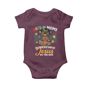 Afro Autism Mom Baby Onesie African American Autistic Black Mama Religious Cross TS10 Maroon Print Your Wear