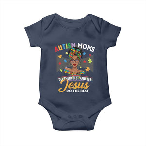 Afro Autism Mom Baby Onesie African American Autistic Black Mama Religious Cross TS10 Navy Print Your Wear