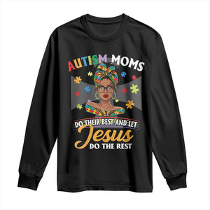 Afro Autism Mom Long Sleeve Shirt African American Autistic Black Mama Religious Cross TS10 Black Print Your Wear