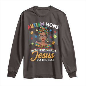 Afro Autism Mom Long Sleeve Shirt African American Autistic Black Mama Religious Cross TS10 Dark Chocolate Print Your Wear