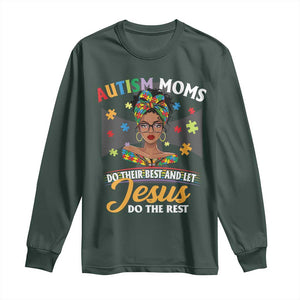 Afro Autism Mom Long Sleeve Shirt African American Autistic Black Mama Religious Cross TS10 Dark Forest Green Print Your Wear