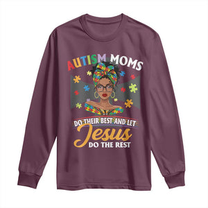 Afro Autism Mom Long Sleeve Shirt African American Autistic Black Mama Religious Cross TS10 Maroon Print Your Wear