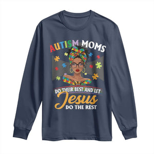 Afro Autism Mom Long Sleeve Shirt African American Autistic Black Mama Religious Cross TS10 Navy Print Your Wear