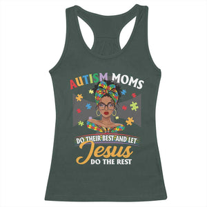 Afro Autism Mom Racerback Tank Top African American Autistic Black Mama Religious Cross TS10 Dark Forest Green Print Your Wear