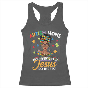 Afro Autism Mom Racerback Tank Top African American Autistic Black Mama Religious Cross TS10 Dark Heather Print Your Wear