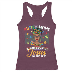 Afro Autism Mom Racerback Tank Top African American Autistic Black Mama Religious Cross TS10 Maroon Print Your Wear