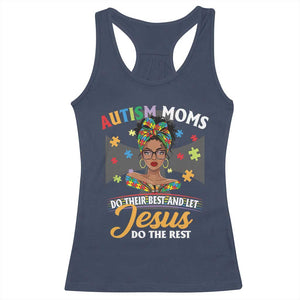 Afro Autism Mom Racerback Tank Top African American Autistic Black Mama Religious Cross TS10 Navy Print Your Wear