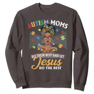 Afro Autism Mom Sweatshirt African American Autistic Black Mama Religious Cross TS10 Dark Chocolate Print Your Wear