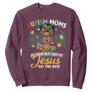 Afro Autism Mom Sweatshirt African American Autistic Black Mama Religious Cross TS10 Maroon Print Your Wear