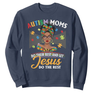 Afro Autism Mom Sweatshirt African American Autistic Black Mama Religious Cross TS10 Navy Print Your Wear