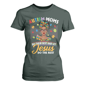 Afro Autism Mom T Shirt For Women African American Autistic Black Mama Religious Cross TS10 Dark Forest Green Print Your Wear
