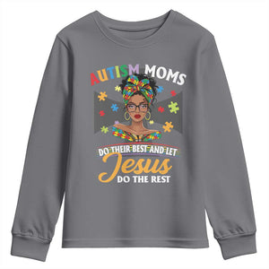 Afro Autism Mom Youth Sweatshirt African American Autistic Black Mama Religious Cross TS10 Charcoal Print Your Wear