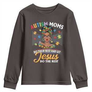 Afro Autism Mom Youth Sweatshirt African American Autistic Black Mama Religious Cross TS10 Dark Chocolate Print Your Wear