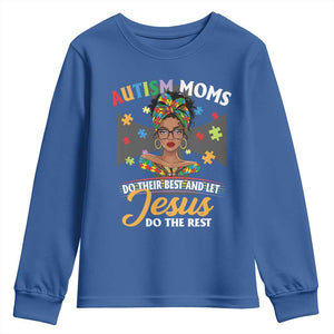 Afro Autism Mom Youth Sweatshirt African American Autistic Black Mama Religious Cross TS10 Royal Blue Print Your Wear