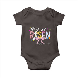 He Is Risen Baby Onesie Jesus Christian Happy Easter Coquette Cross TS10 Dark Chocolate Print Your Wear